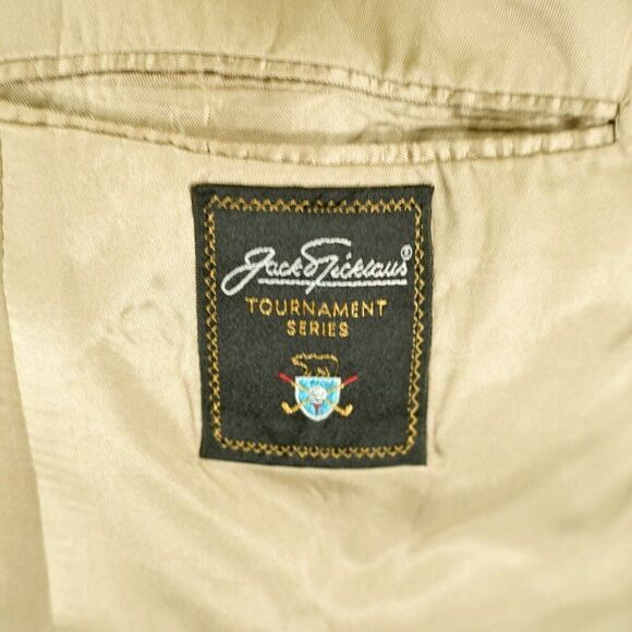 Jack Nicklaus Tournament Tan‎ Basket Weave Wool Tan 2 Gold Button Blazer 44L - Picture 9 of 13